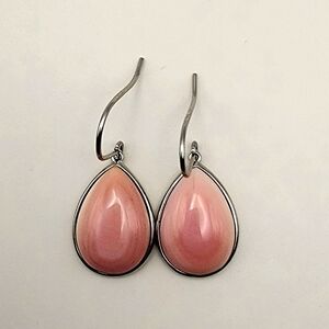 Sterling Silver Pink Teardrop Dangle Earrings
